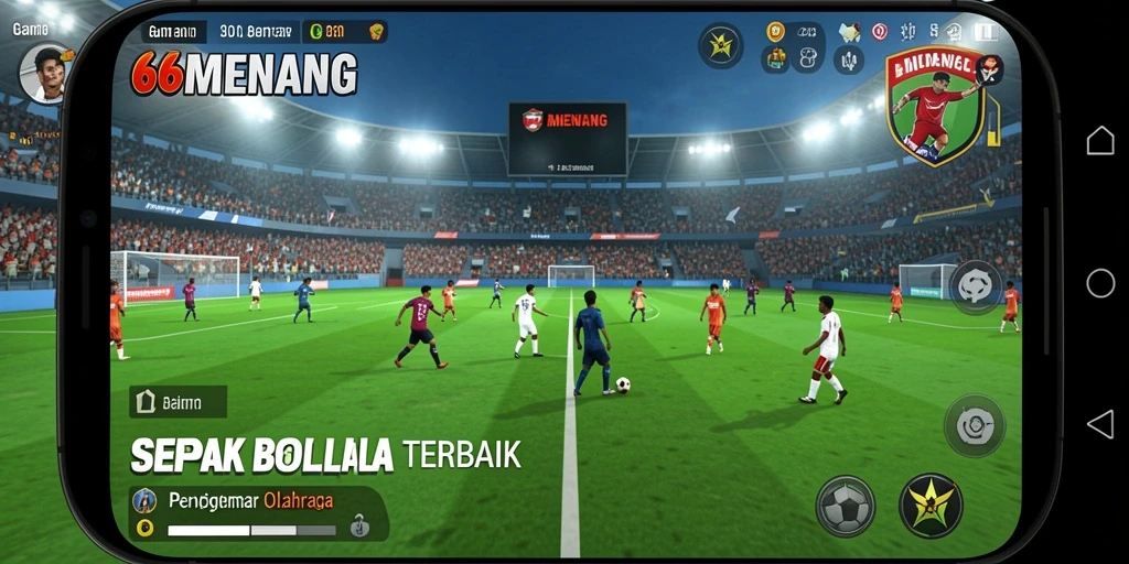 Tampilan gameplay seru dalam 66MENANG, game sepak bola yang memukau.