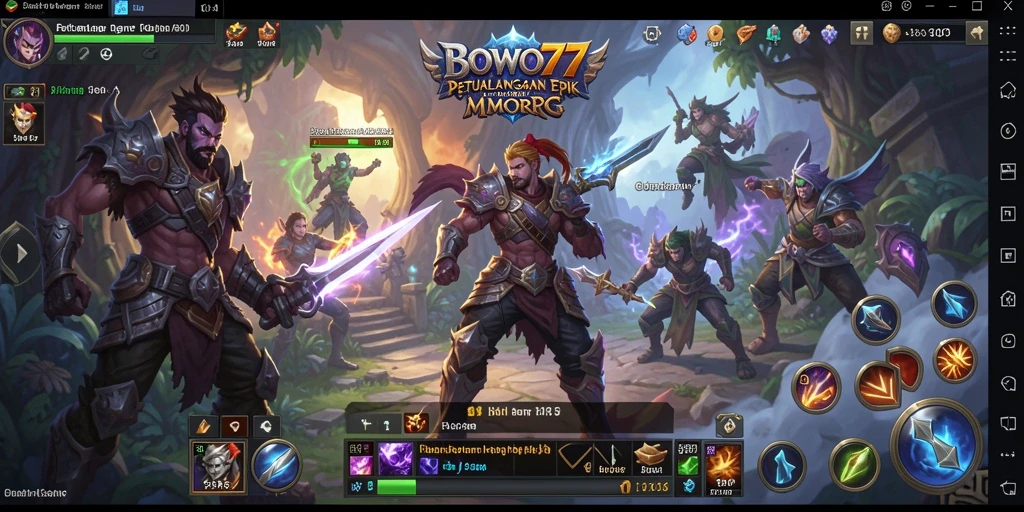 Screenshot gameplay BOWO77 dengan pertempuran epik yang menakjubkan.