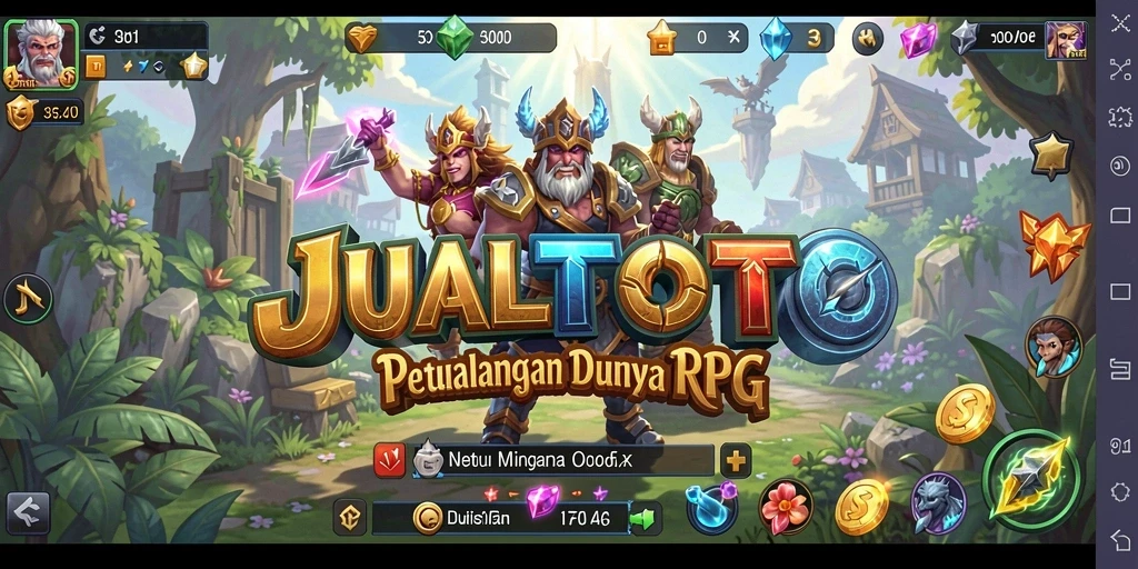 Gameplay seru di JUALTOTO saat bertarung melawan monster.