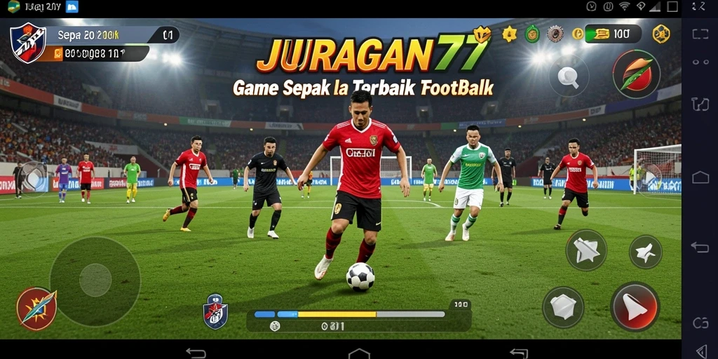 Screenshot gameplay JURAGAN77 yang penuh aksi di lapangan sepak bola.