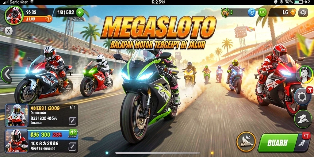 Tampilan dinamis dari gameplay MEGASLOTO yang memukau.