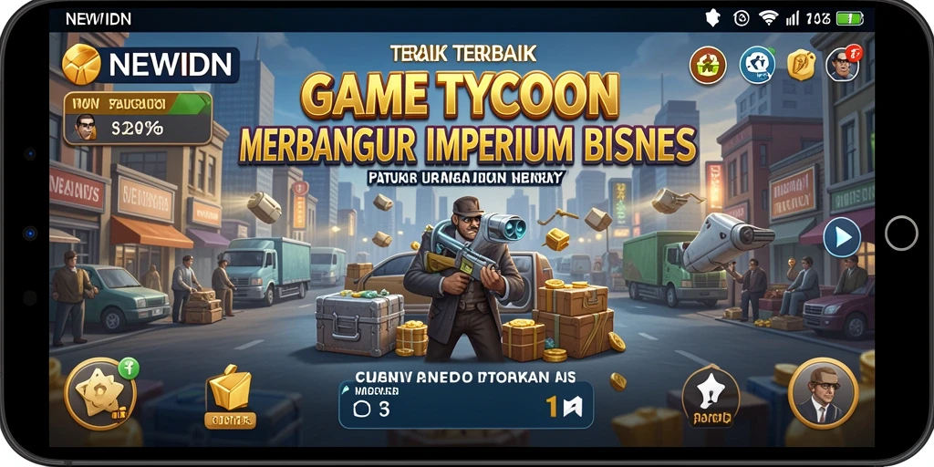 Screenshot gameplay NEWIDN yang menampilkan pembangunan bisnis yang dinamis.