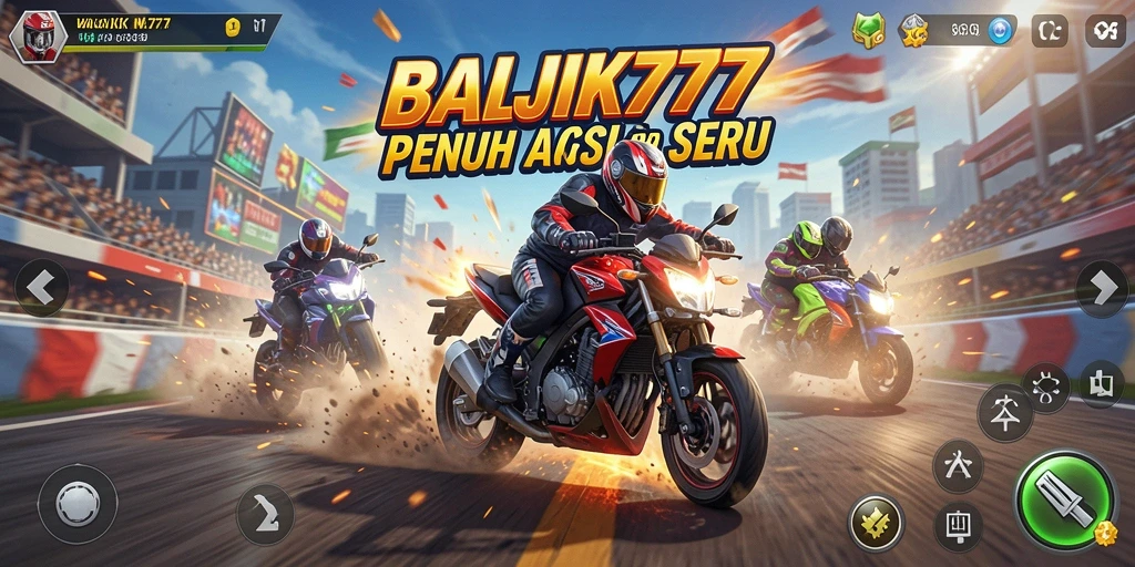 Tampilan gameplay seru dalam balapan motor di WAJIK777.