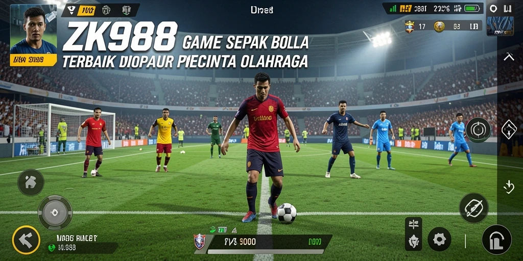 Tampilan gameplay ZK988 yang mendebarkan dalam pertandingan sepak bola.