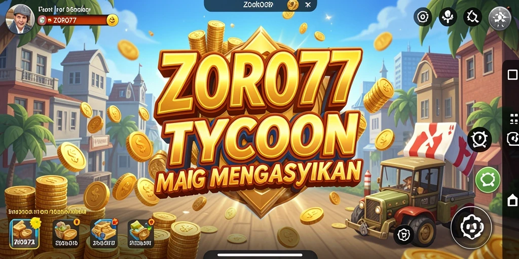Menampilkan gameplay ZORO77 dengan elemen Tycoon yang menarik.